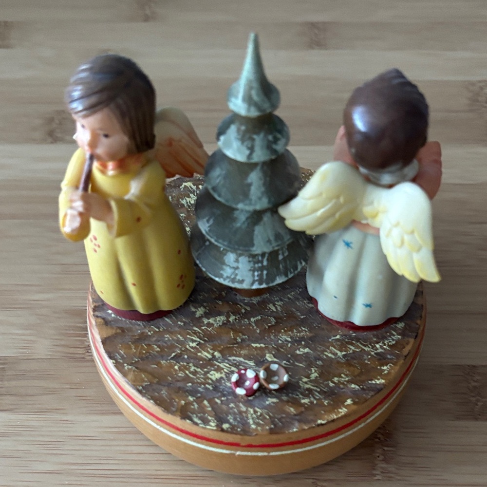 Hand-Painted Holiday Angel Figurine Music Box - Yellow & Cream